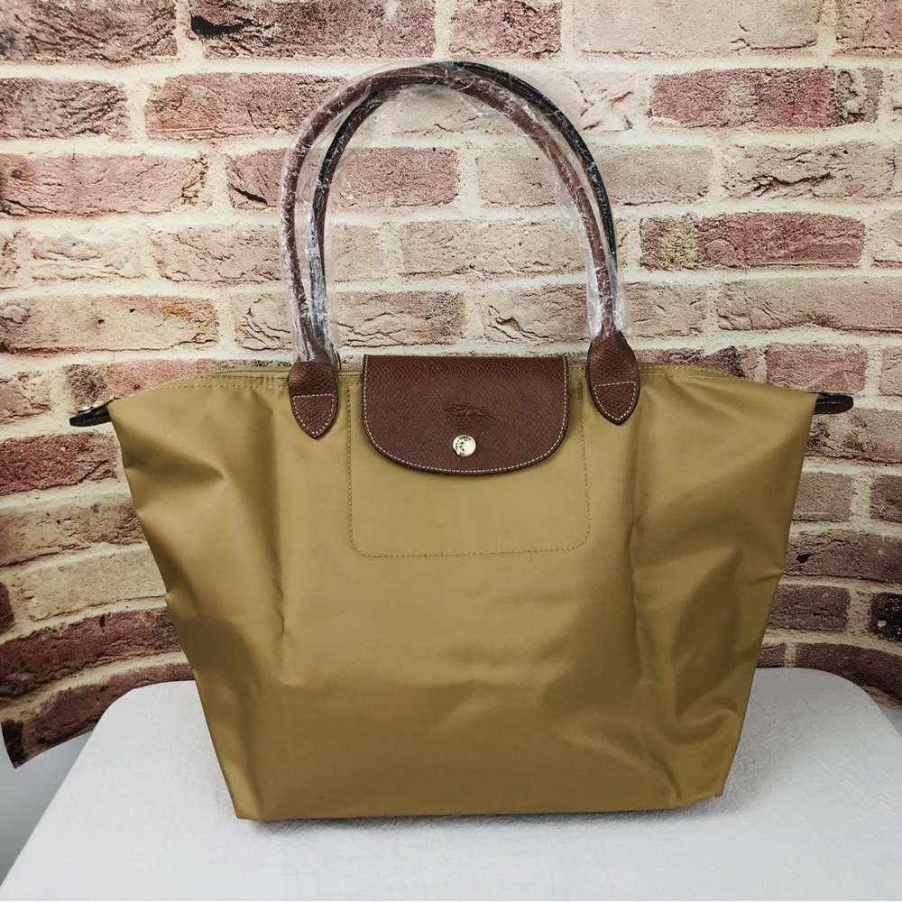 NWT Longchamp Le Pliage Original Large Shoulder Nylon Bag Tote IN Camel